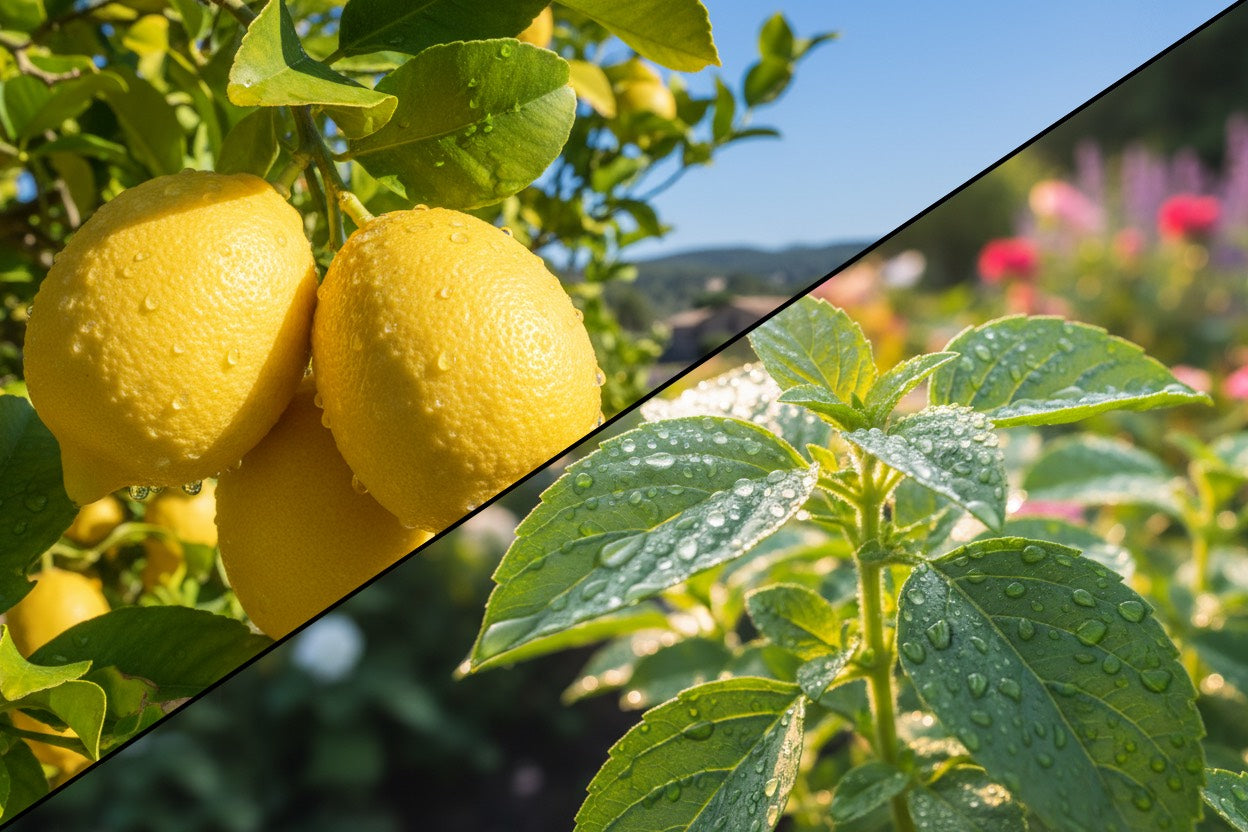 lemon essential oil & holy basil (tulsi) essential oil